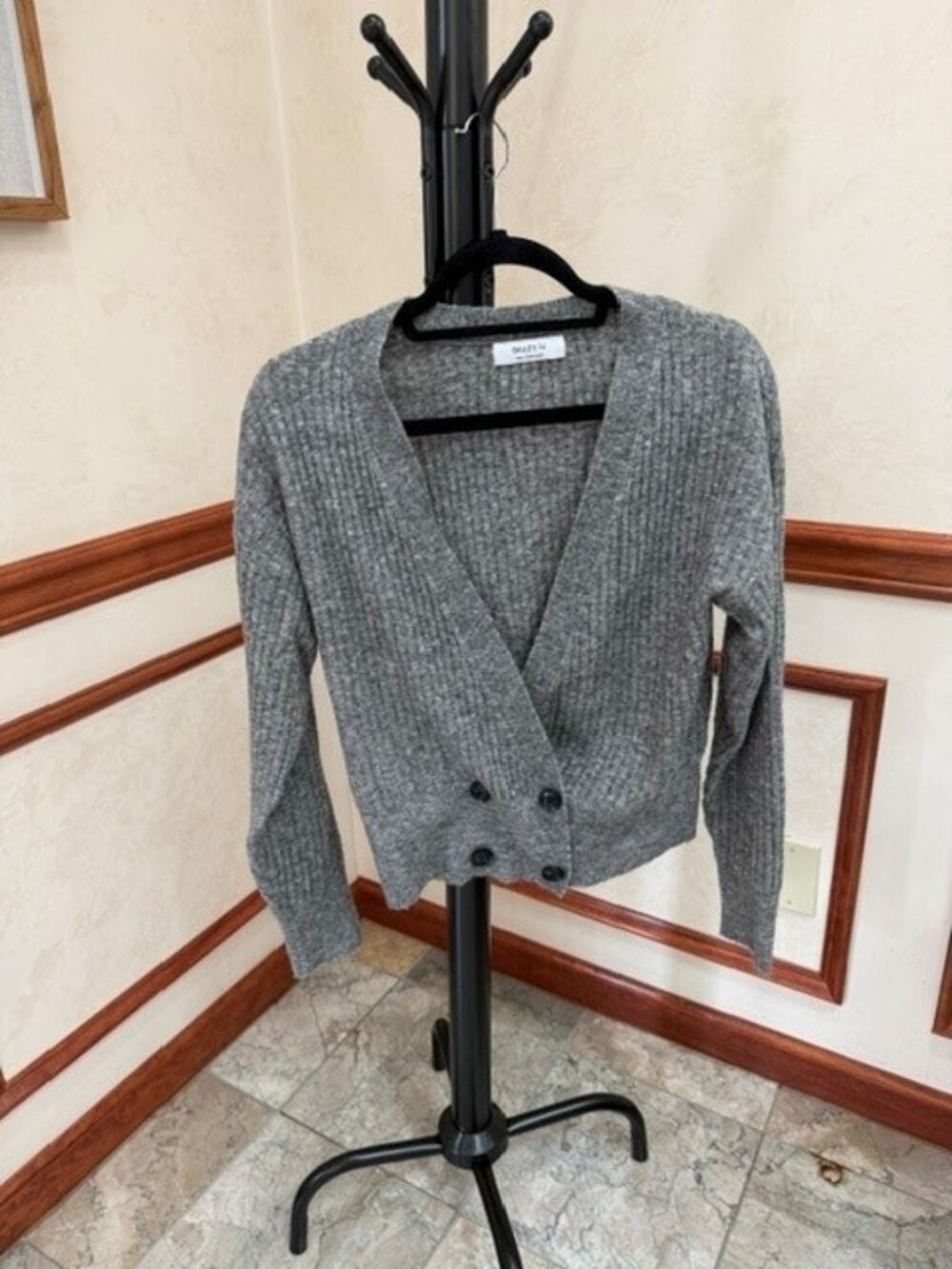 Bailey 44 Gray Double-Breasted Cardigan Sweater Small